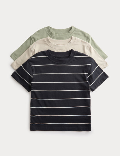 3 Pack Pure Cotton T-Shirts (2-8 Yrs) - BLACK MIX / 2-3 Years