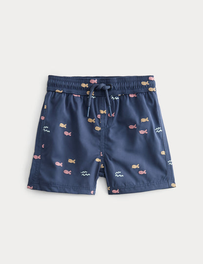 Fish Embroidered Navy Swim Shorts (0-5 Yrs) - NAVY MIX / 12-18 Months