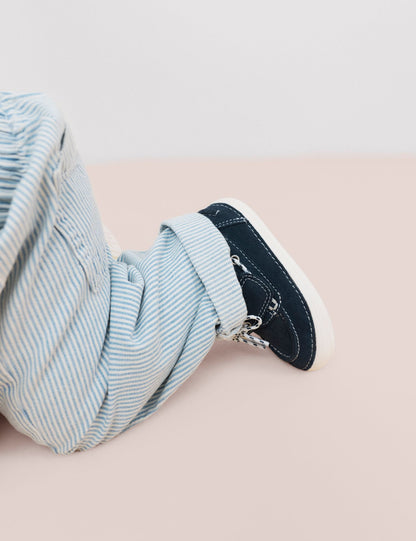 3 Piece Pure Cotton Blue Ticking Striped Outfit (0-3 Yrs)