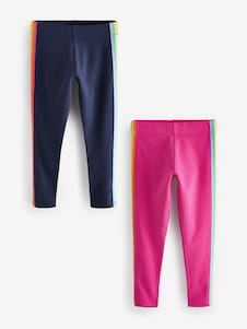 River Island Pink Ribbed Floral Kickflare Leggings 2 Pack - Size 12-18 Months (80-86cm)