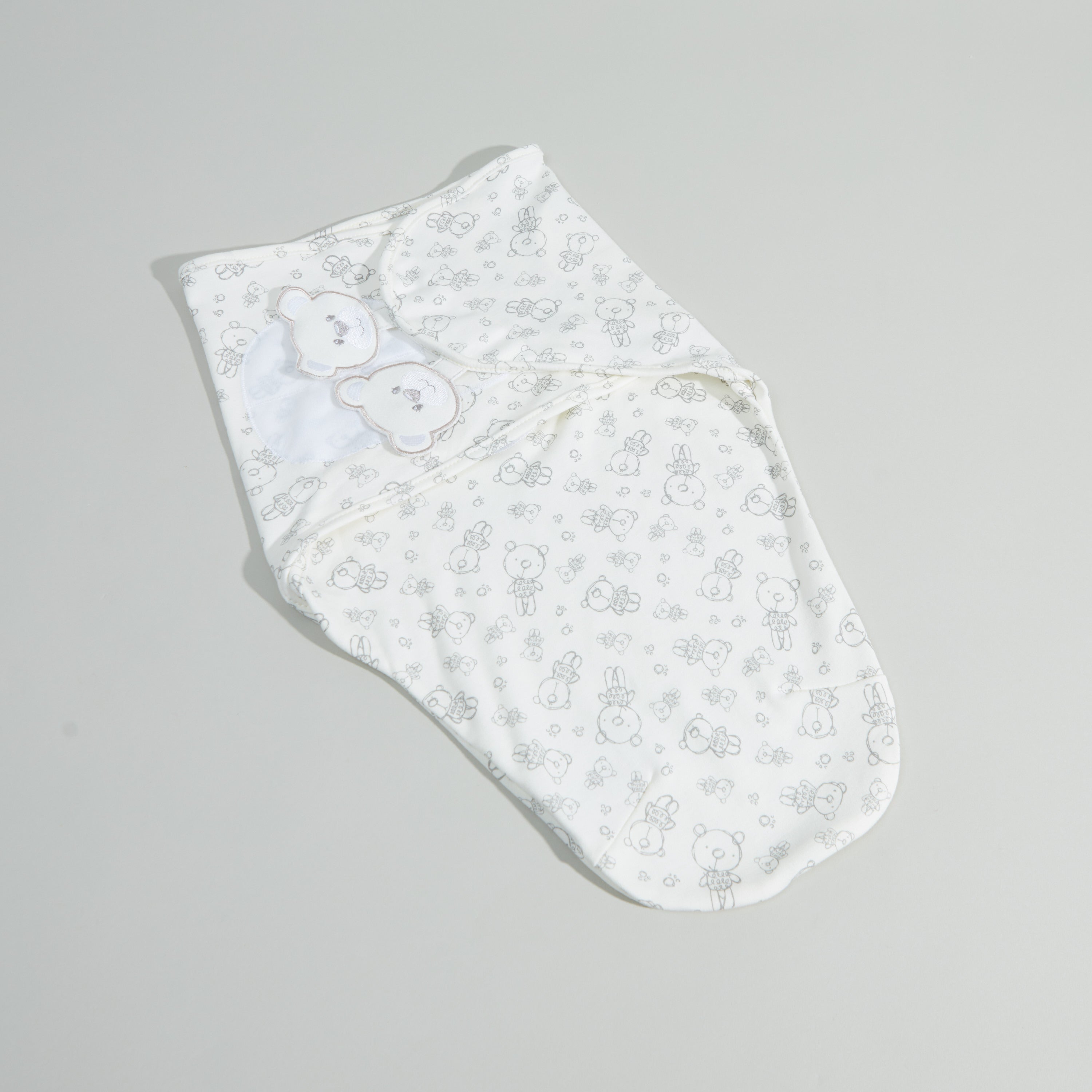 Juniors Bear Printed Baby Cuddle Wrap - Cream