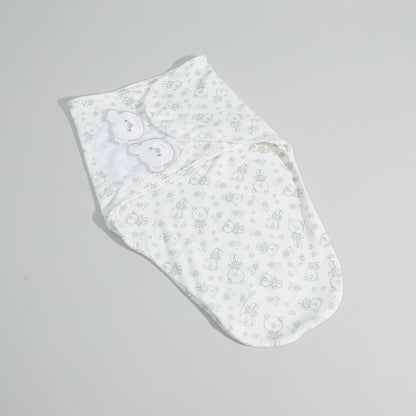 Juniors Bear Printed Baby Cuddle Wrap - Cream
