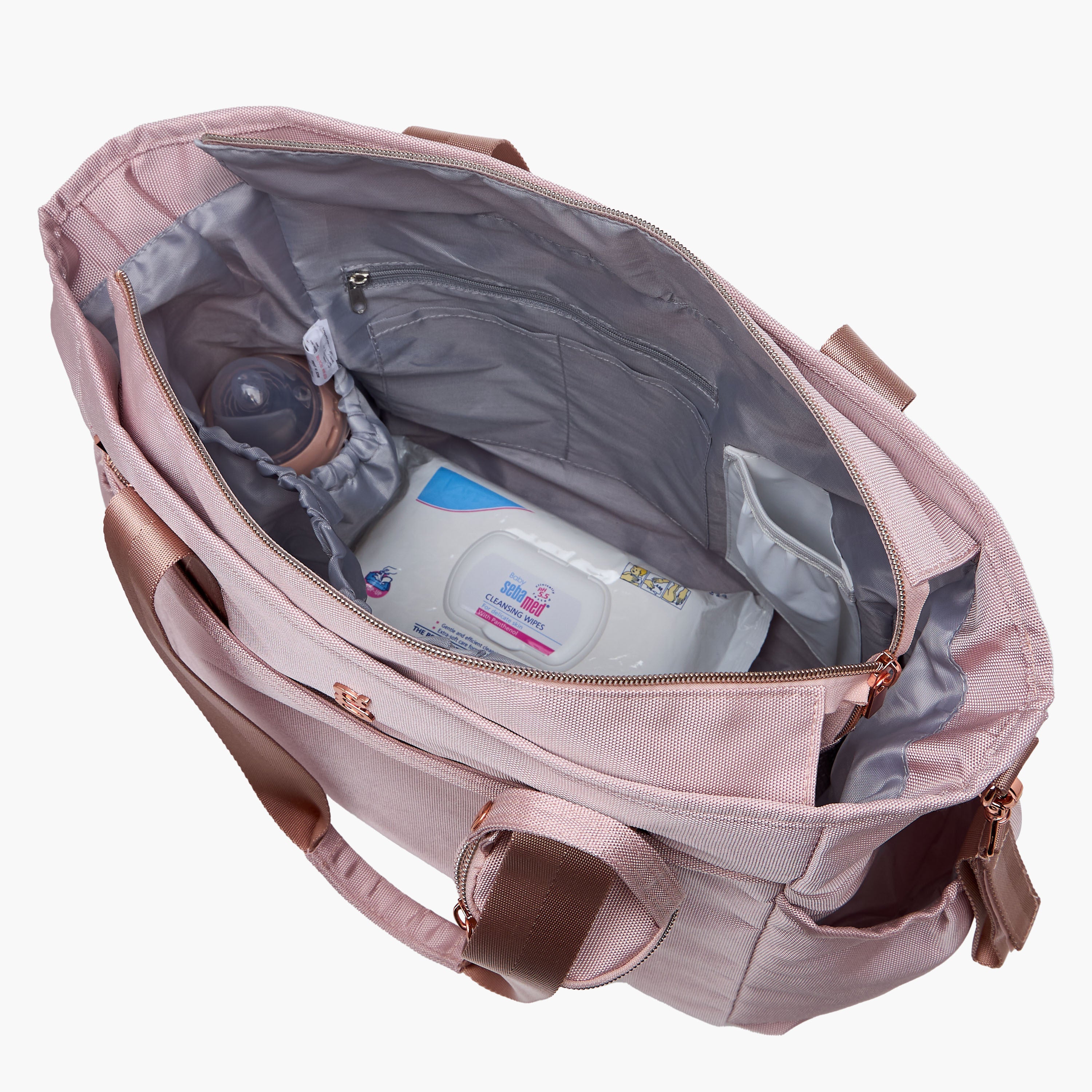 Giggles Textured Diaper Bag with Zip Closure