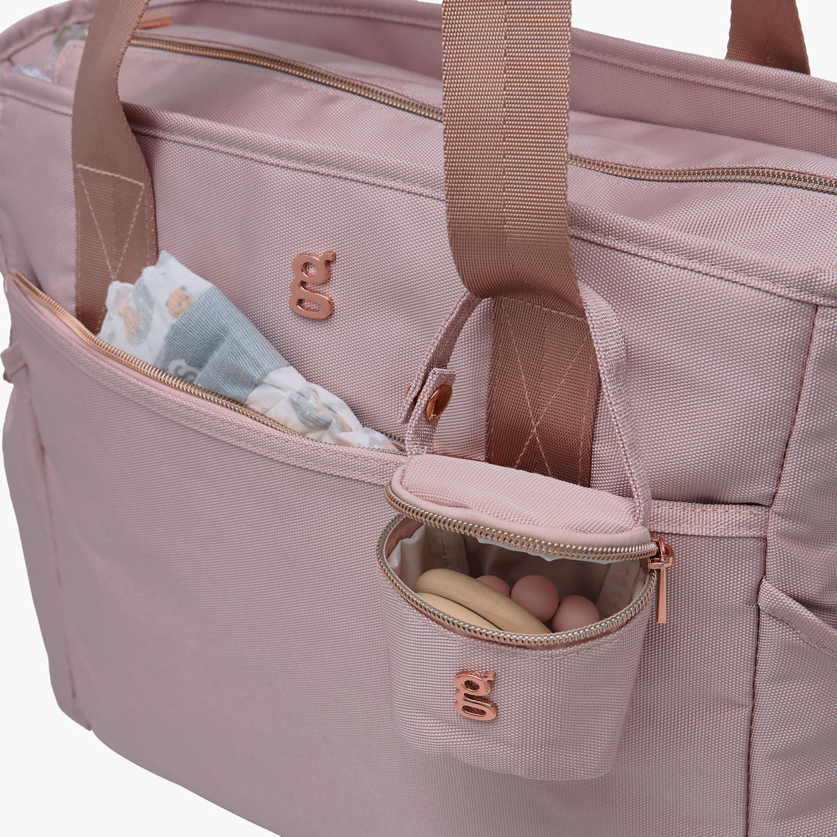 Giggles Textured Diaper Bag with Zip Closure