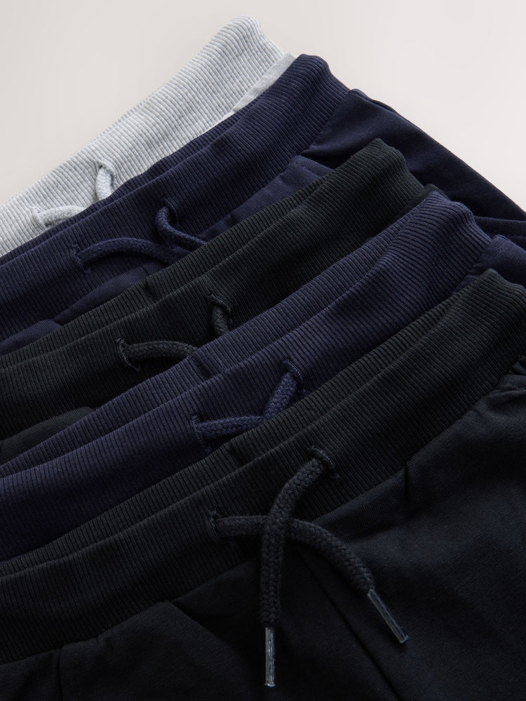 Black/Navy/Grey Skinny Fit Joggers 5 Pack (3mths-7yrs)