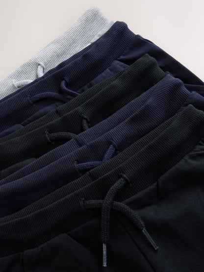 Black/Navy/Grey Skinny Fit Joggers 5 Pack (3mths-7yrs)