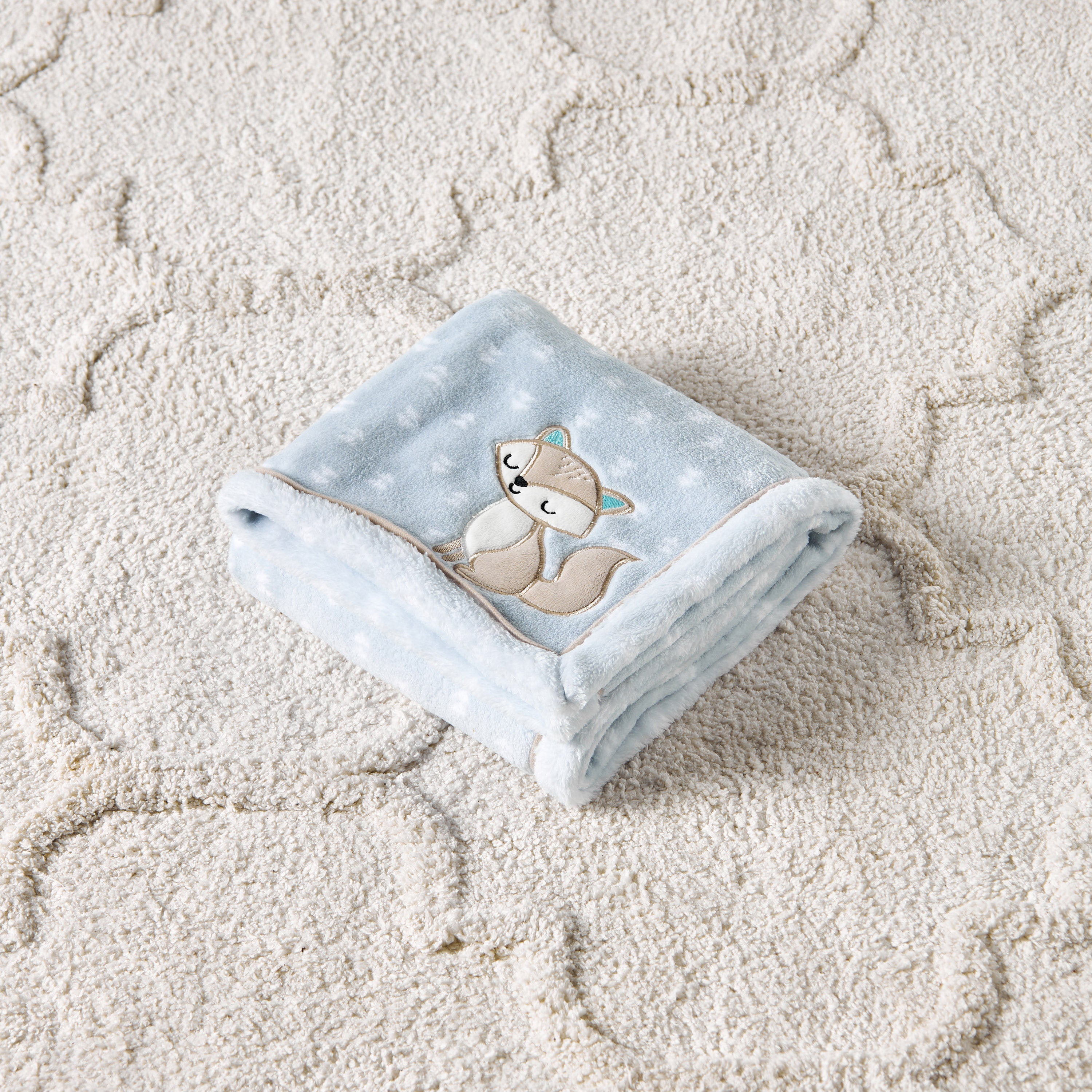 Juniors Fox Applique Fleece Baby Blanket - 76x102 cms