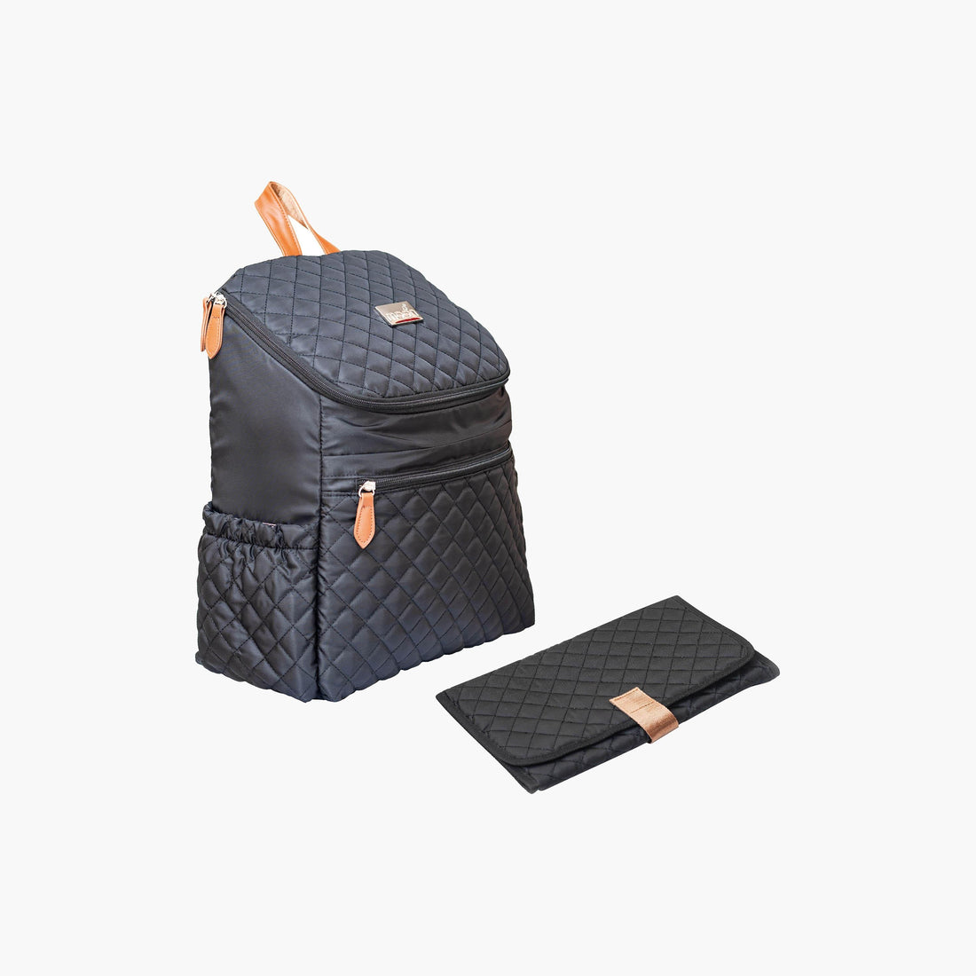 Moon Avena Diaper Backpack with Adjustable Shoulder Straps and Zip Closure - Black