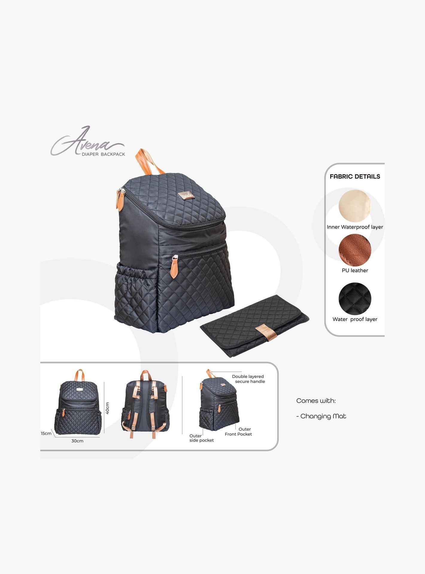 Moon Avena Diaper Backpack with Adjustable Shoulder Straps and Zip Closure-baby-gear-diaperbags-image-2