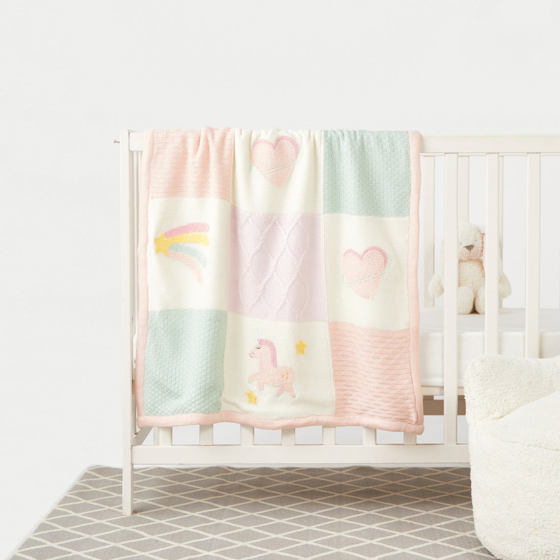Juniors Patchwork Knit Raschel Blanket - 80x100 cm