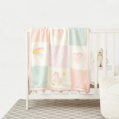 Juniors Patchwork Knit Raschel Blanket - 80x100 cm