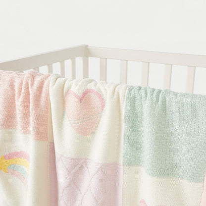 Juniors Patchwork Knit Raschel Blanket - 80x100 cm