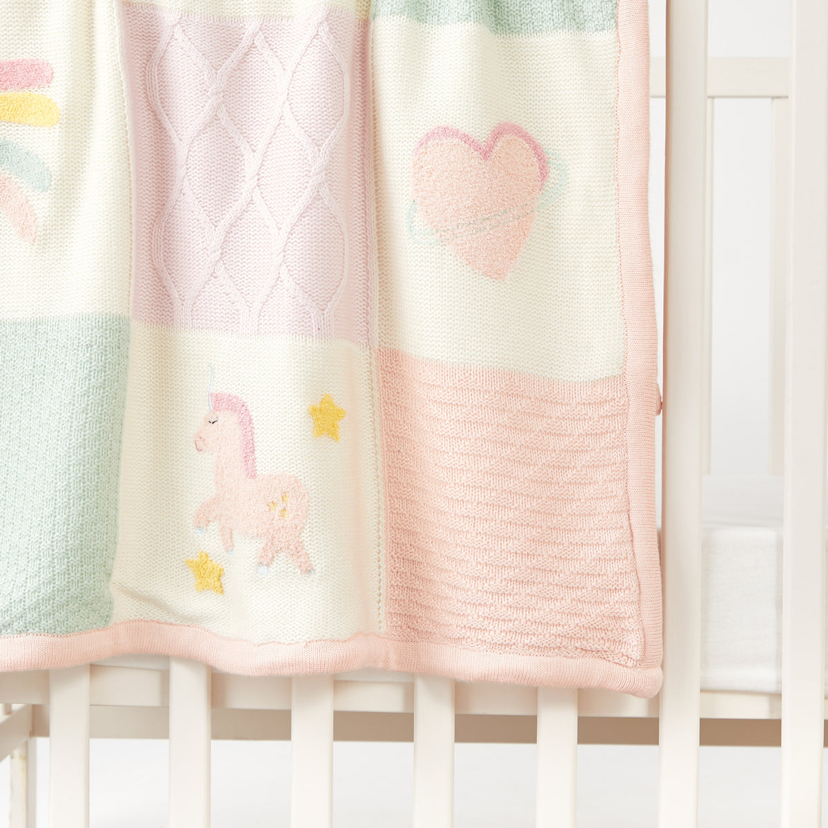 Juniors Patchwork Knit Raschel Blanket - 80x100 cm