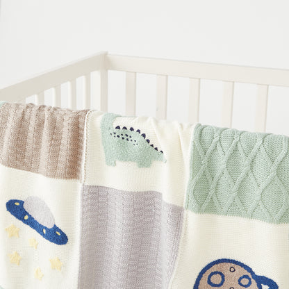 Juniors Patchwork Knit Raschel Blanket - 80x100 cm