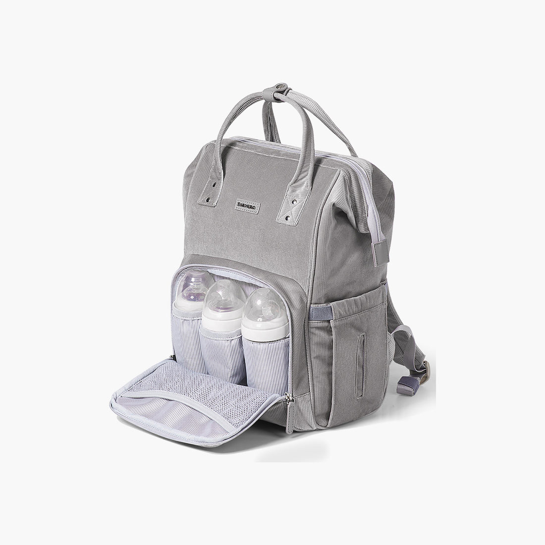 Sunveno Solid Corduroy Diaper Bag - Grey