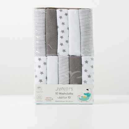 Juniors Printed Wash Cloth - Set of 10