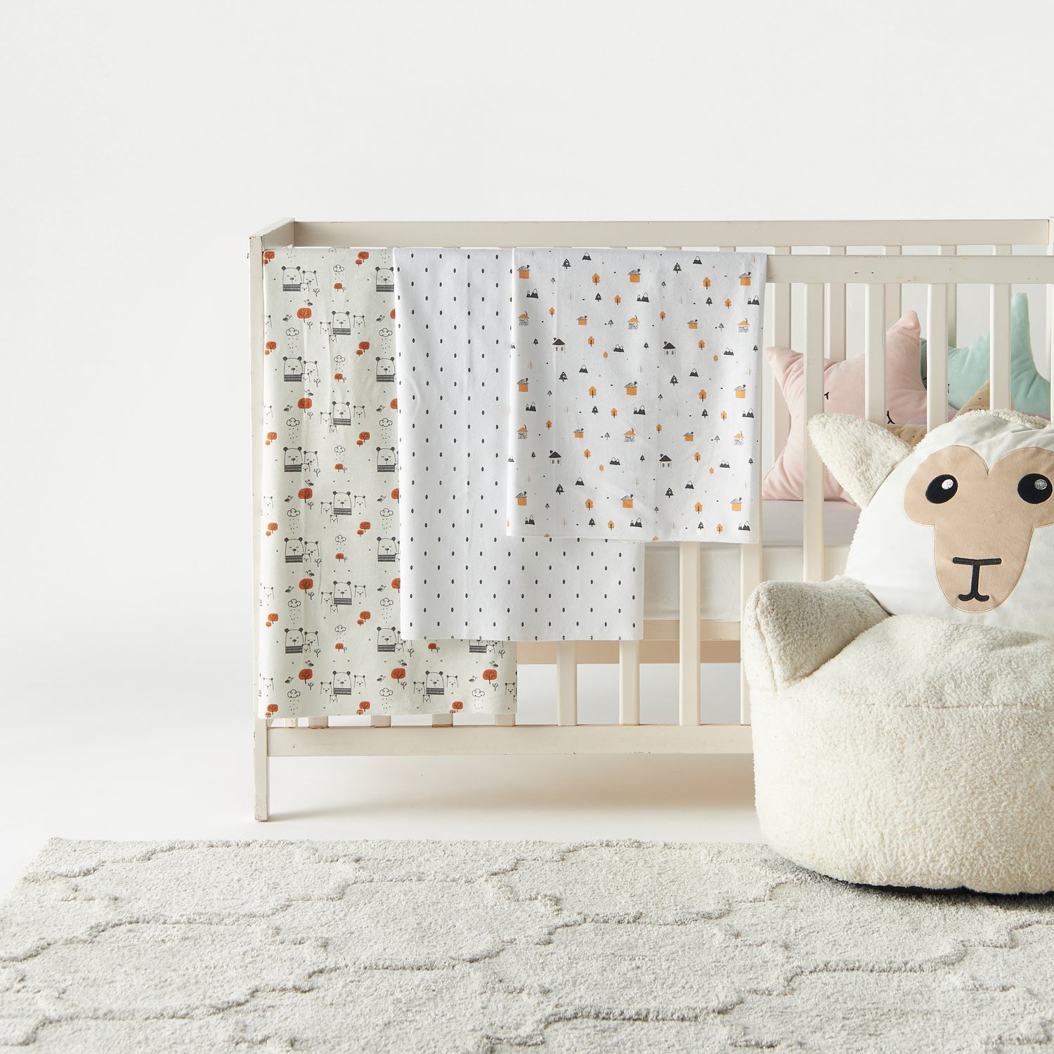 Juniors Printed 3-Piece Flannel Swaddle Blanket Set - 75x75 cm - HomeBabyNurseryBlankets &amp; SwaddlesSwaddles &amp; Sleeping Bags