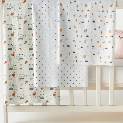 Juniors Printed 3-Piece Flannel Swaddle Blanket Set - 75x75 cm