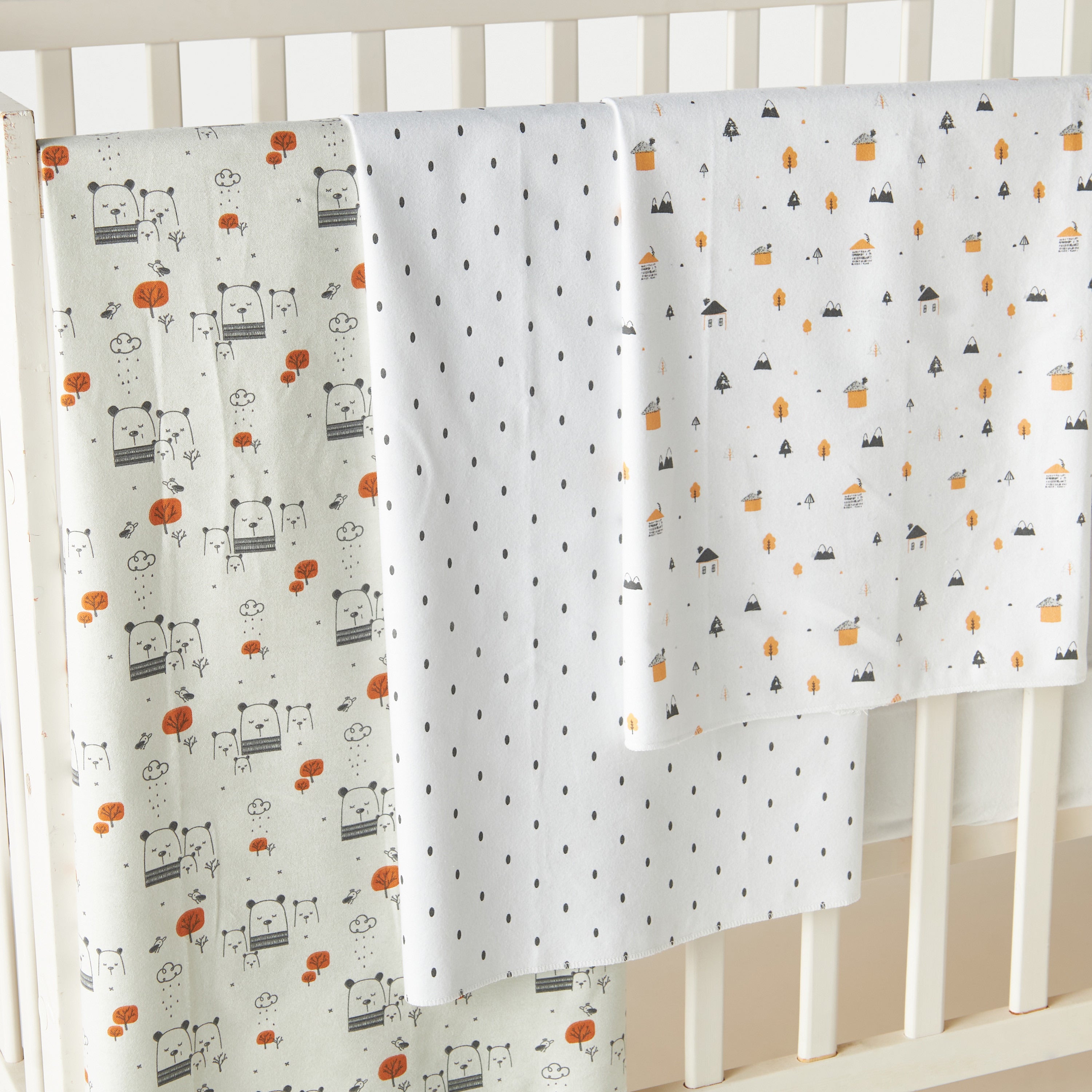 Juniors Printed 3-Piece Flannel Swaddle Blanket Set - 75x75 cm
