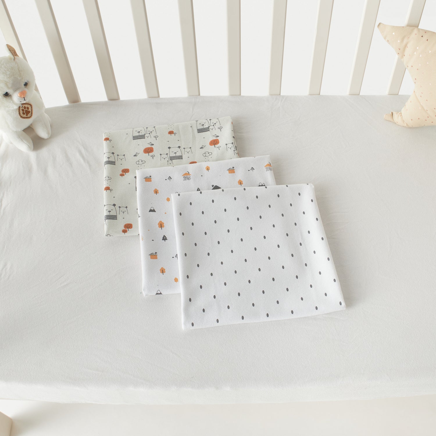 Juniors Printed 3-Piece Flannel Swaddle Blanket Set - 75x75 cm