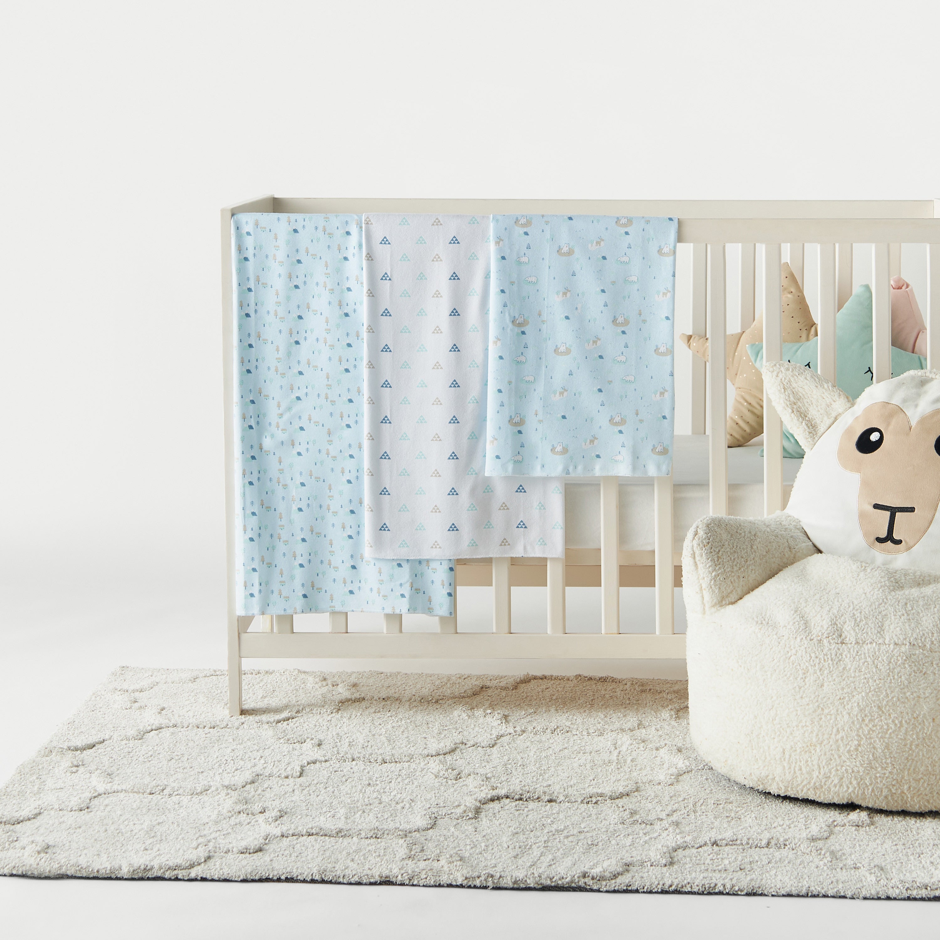 Juniors Printed 3-Piece Flannel Wrap Blanket - 75x75 cm - HomeBabyNurseryBlankets &amp; SwaddlesSwaddles &amp; Sleeping Bags