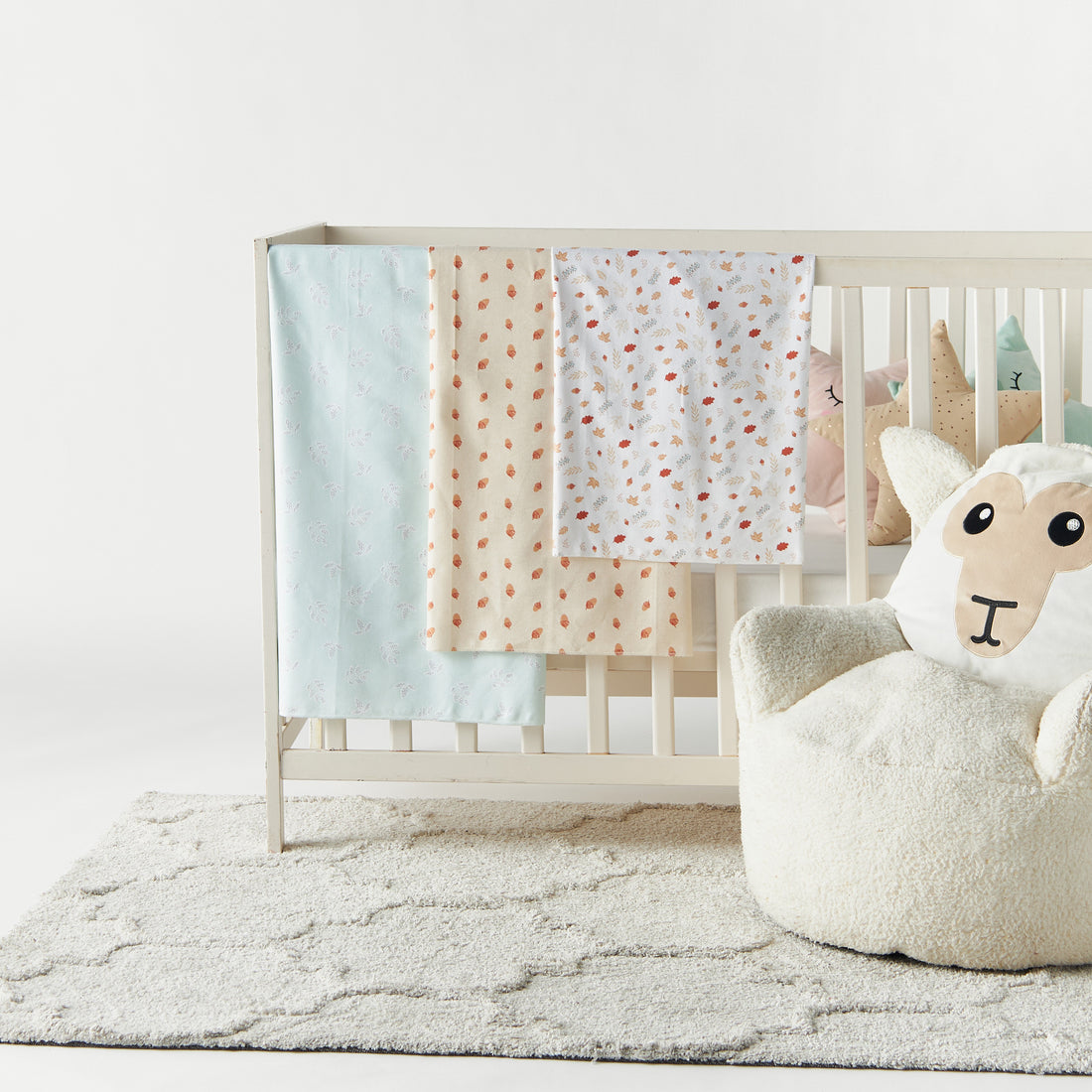 Juniors Printed 3-Piece Flannel Wrap Blanket - 75x75 cm - HomeBabyNurseryBlankets &amp; SwaddlesSwaddles &amp; Sleeping Bags