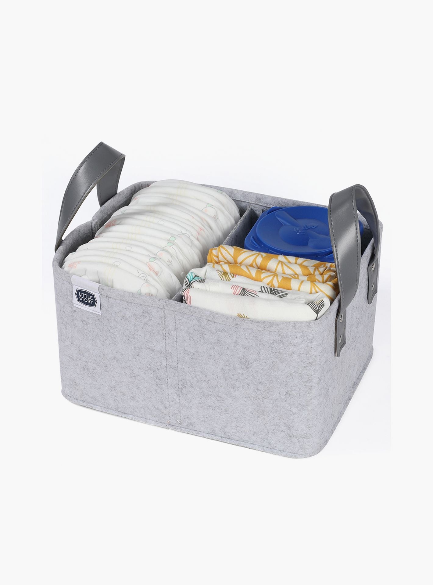 Little Story Diaper Caddy Simplex, Grey-baby-gear-diaperbags-image-2