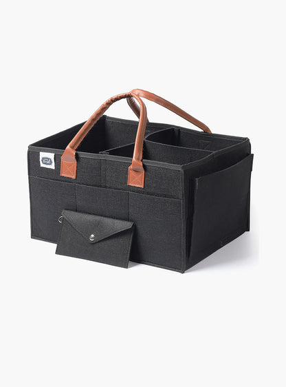 Little Story Diaper Caddy + Pouch, Medium, Black-baby-gear-diaperbags-image-1