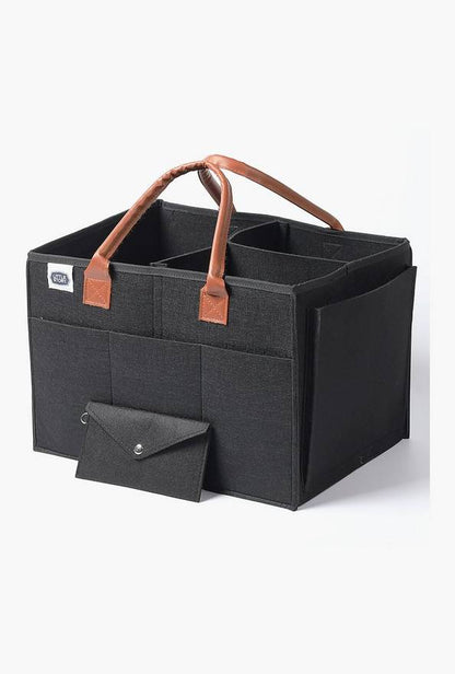 Little Story Diaper Caddy + Travel Pouch, Large, Black