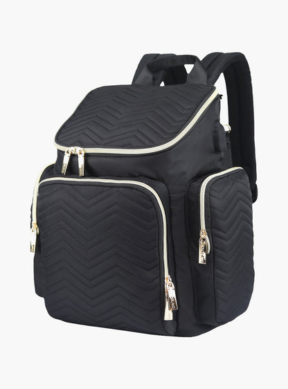 Little Story Georgia Diaper Bag With Changing Pad &amp; Stroller Hooks, Black-baby-gear-diaperbags-image-1