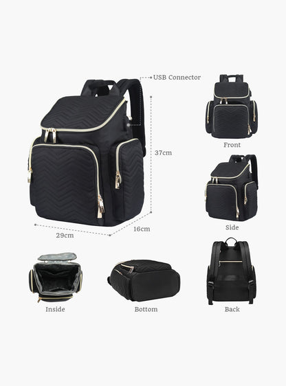 Little Story Georgia Diaper Bag With Changing Pad &amp; Stroller Hooks, Black-baby-gear-diaperbags-image-4