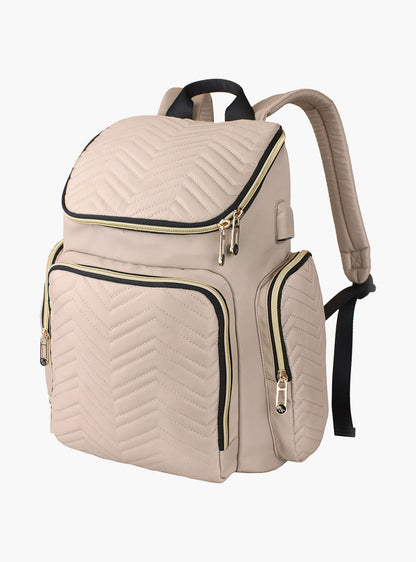 Little Story Georgia Diaper Bag With Changing Pad &amp; Stroller Hooks, Ivory-baby-gear-diaperbags-image-1
