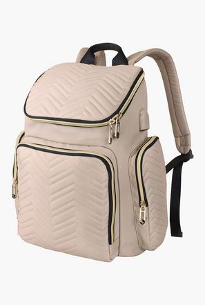 Little Story Georgia Diaper Bag With Changing Pad &amp; Stroller Hooks, Ivory