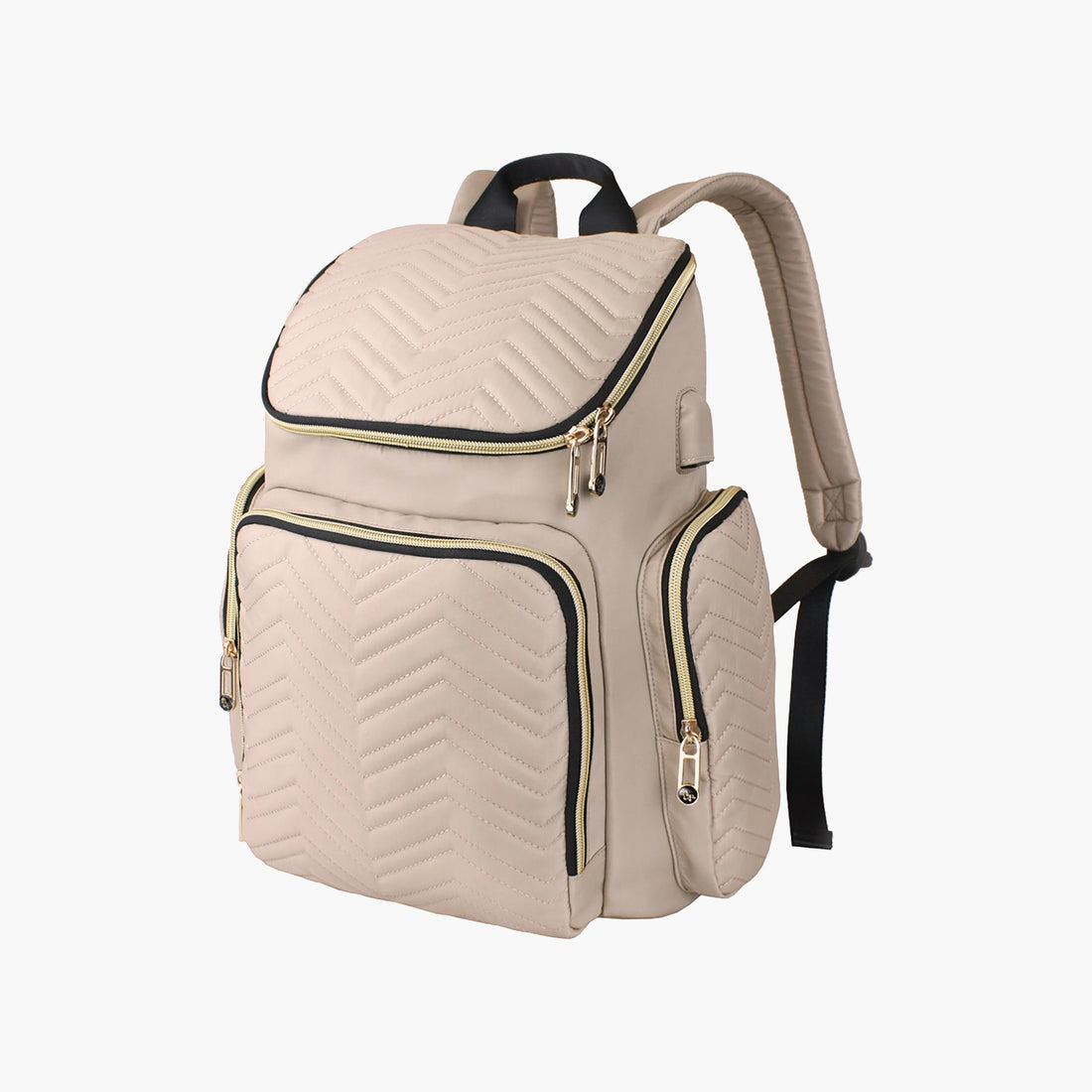 Little Story Georgia Diaper Bag With Changing Pad &amp; Stroller Hooks, Ivory