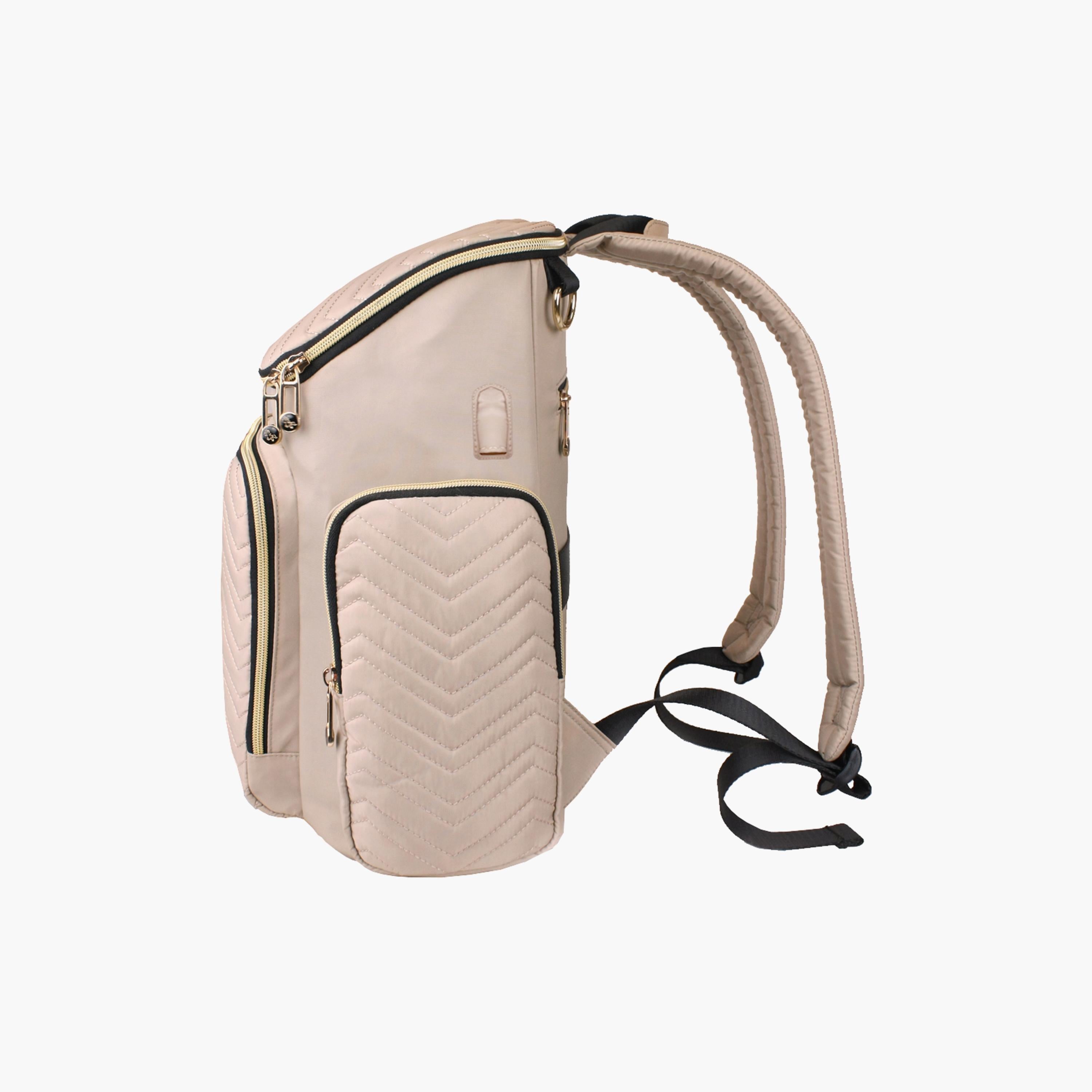 Little Story Georgia Diaper Bag With Changing Pad &amp; Stroller Hooks, Ivory
