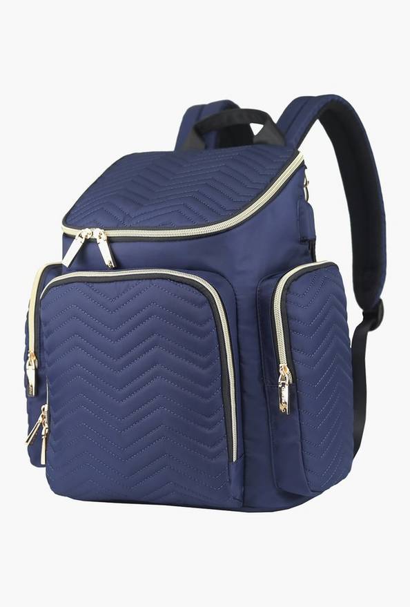 Little Story Georgia Diaper Bag With Changing Pad &amp; Stroller Hooks, Navy Blue
