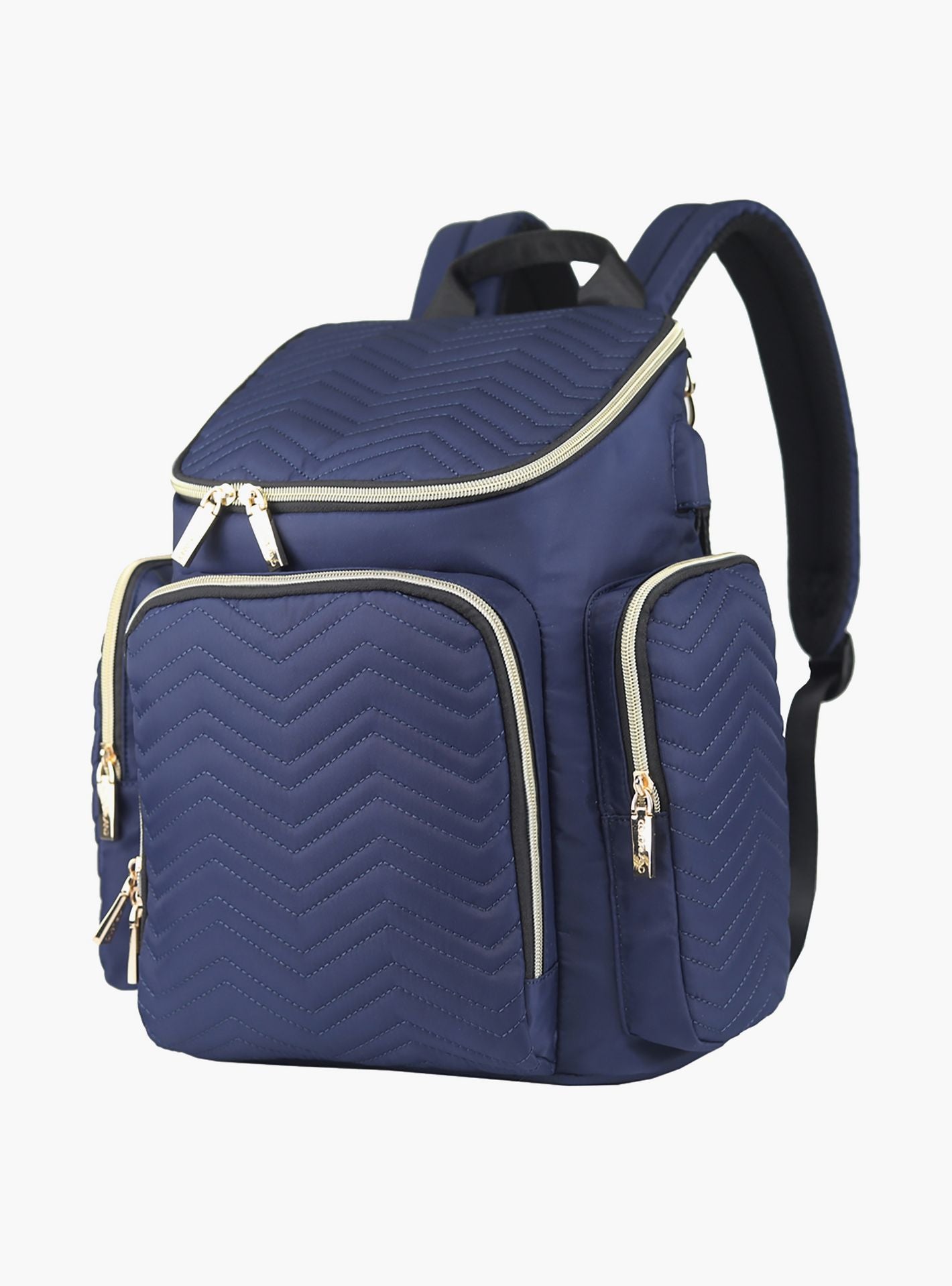 Little Story Georgia Diaper Bag With Changing Pad &amp; Stroller Hooks, Navy Blue-baby-gear-diaperbags-image-1