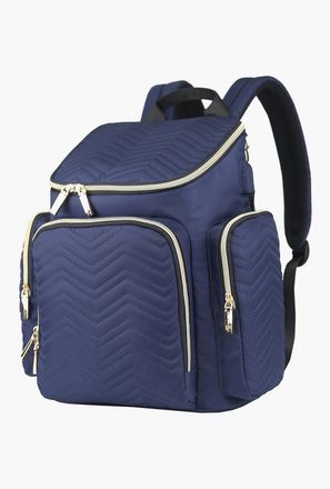 Little Story Georgia Diaper Bag With Changing Pad &amp; Stroller Hooks, Navy Blue