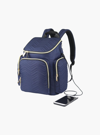 Little Story Georgia Diaper Bag With Changing Pad &amp; Stroller Hooks, Navy Blue-baby-gear-diaperbags-image-2