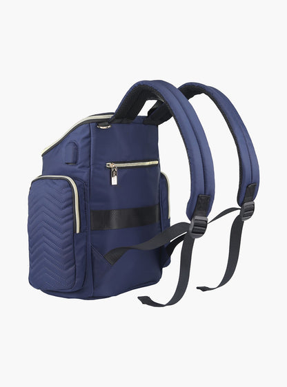Little Story Georgia Diaper Bag With Changing Pad &amp; Stroller Hooks, Navy Blue-baby-gear-diaperbags-image-3