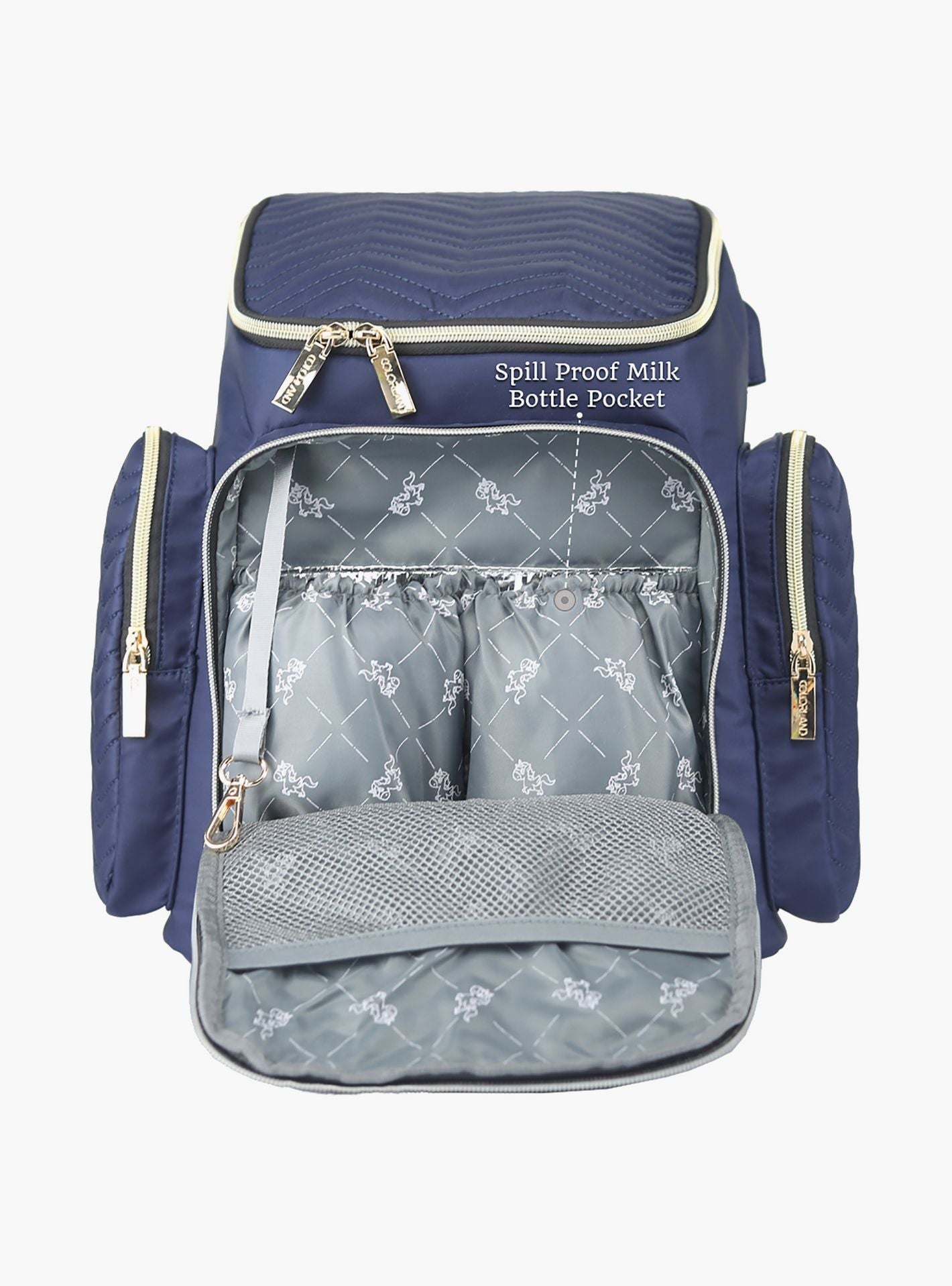 Little Story Georgia Diaper Bag With Changing Pad &amp; Stroller Hooks, Navy Blue-baby-gear-diaperbags-image-5