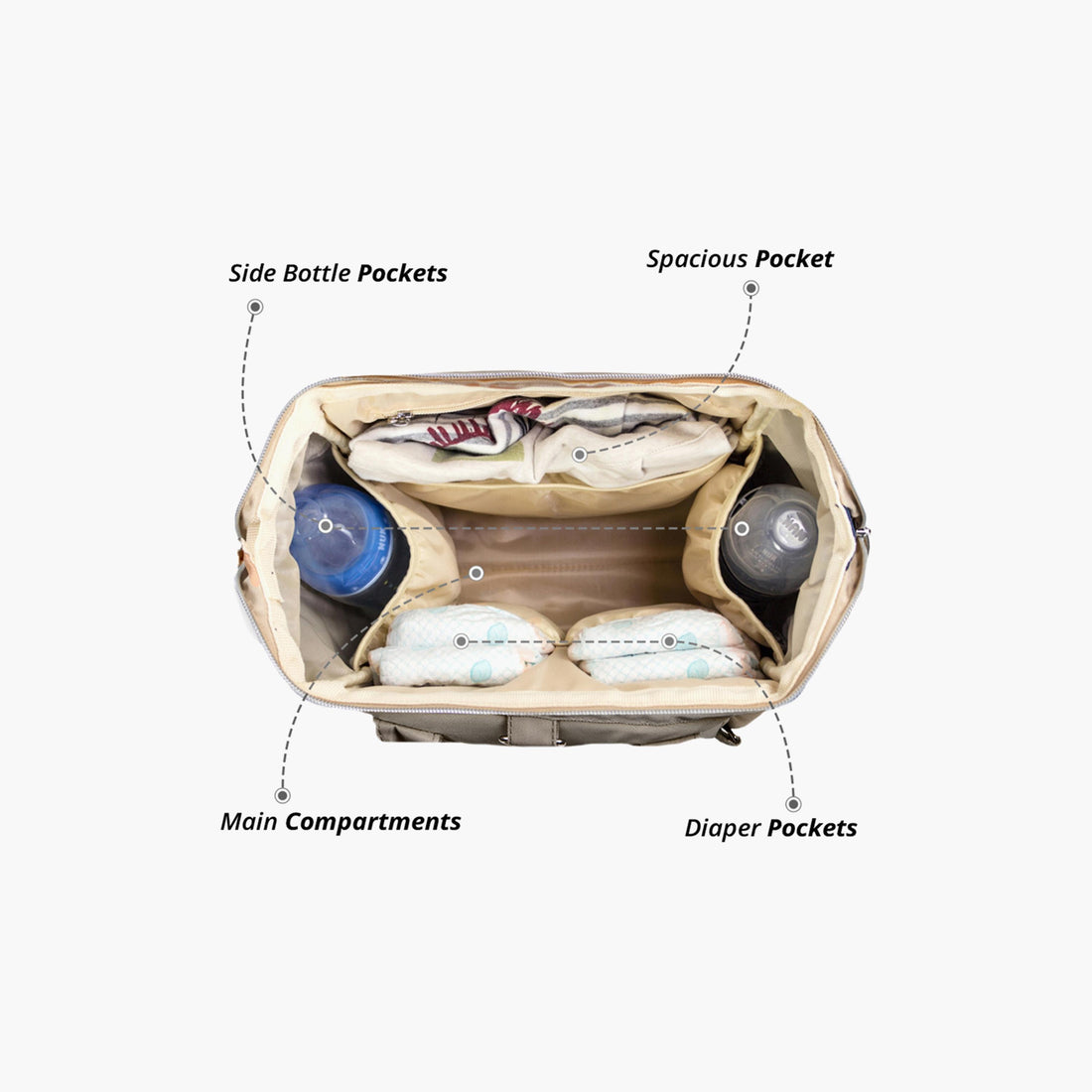 Little Story Ace Diaper Bag, Beige