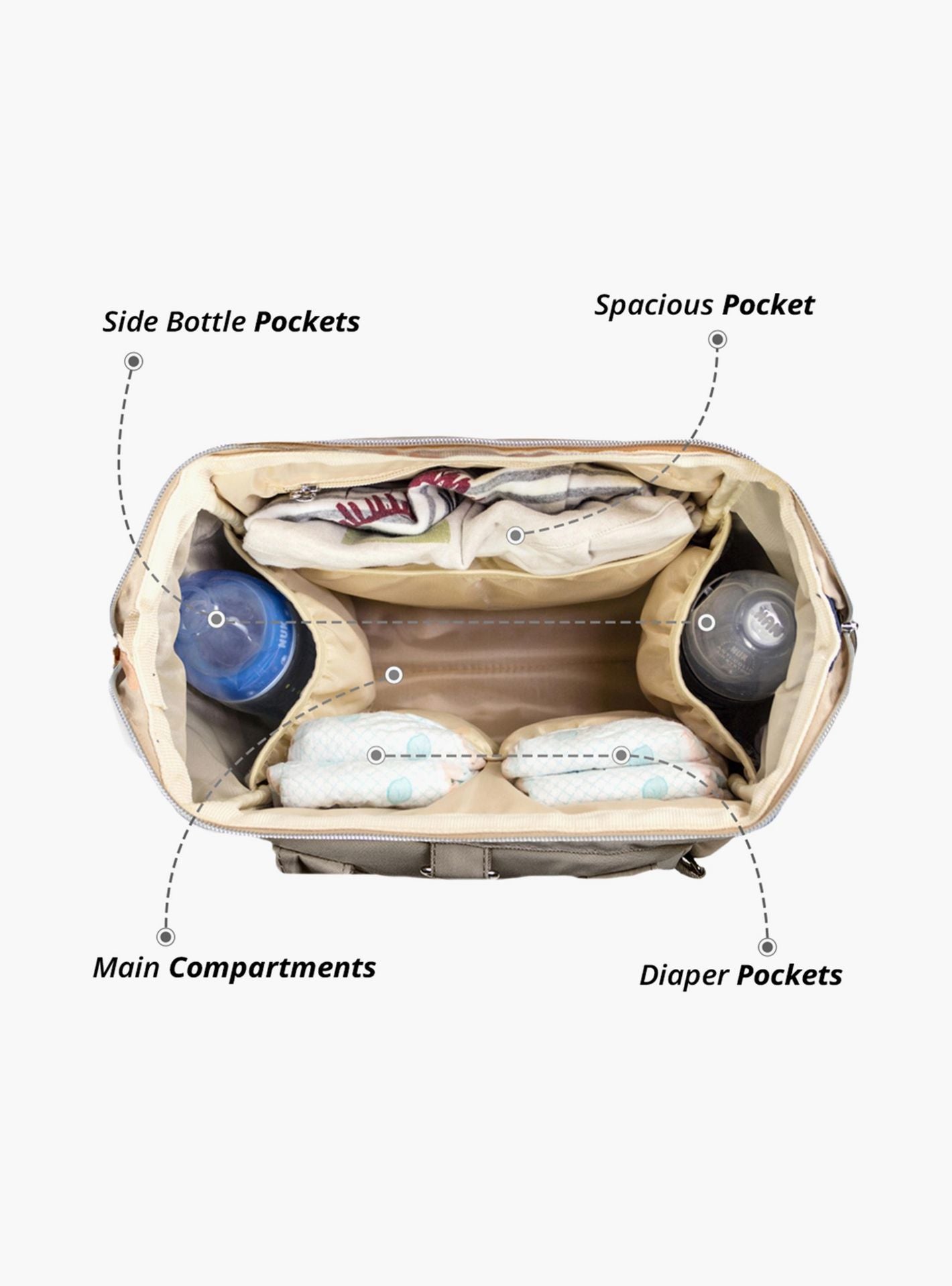 Little Story Ace Diaper Bag, Beige-baby-gear-diaperbags-image-2