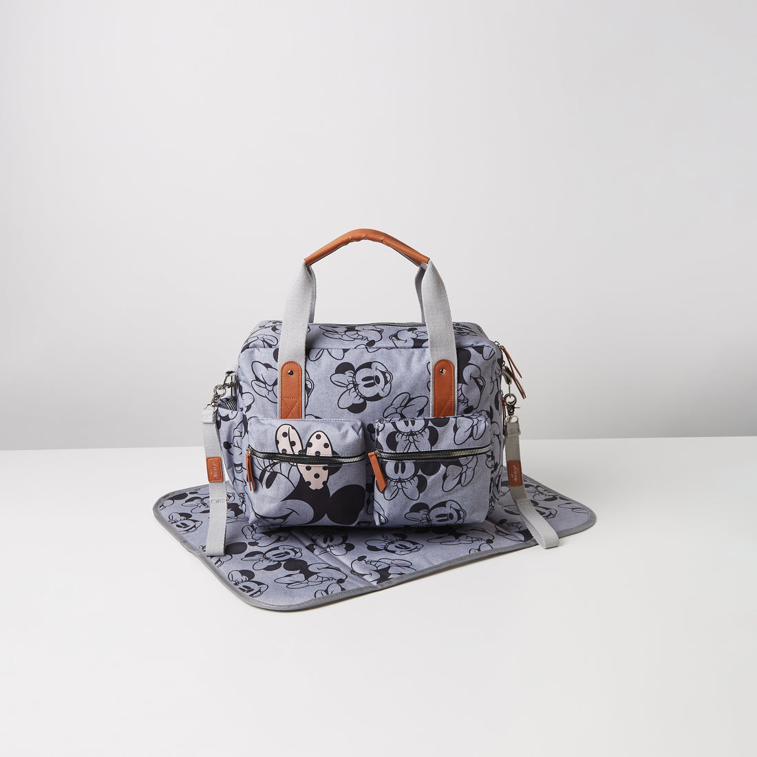 Disney All-Over Minnie Mouse Print Diaper Bag - Grey