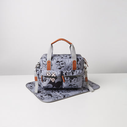 Disney All-Over Minnie Mouse Print Diaper Bag - Grey