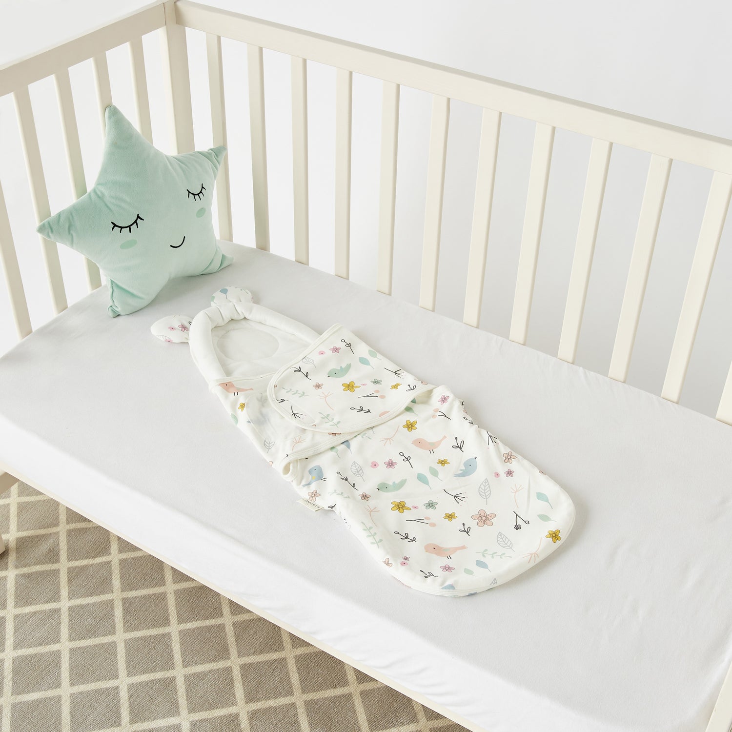 Juniors All-Over Bird Print Sleeping Bag with Wrap and Pillow - 0-6 months - HomeBabyNurseryBlankets &amp; SwaddlesSwaddles &amp; Sleeping Bags