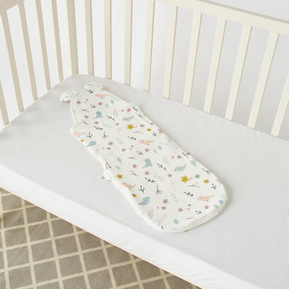 Juniors All-Over Bird Print Sleeping Bag with Wrap and Pillow - 0-6 months