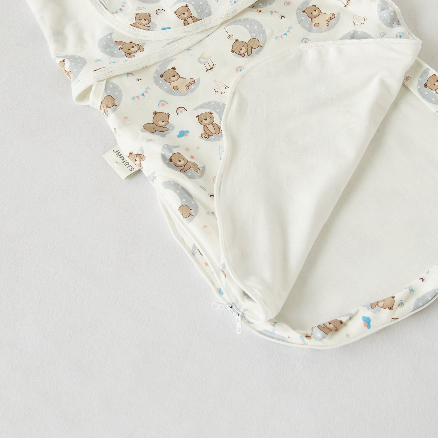 Juniors All-Over Teddy Bear Print Sleeping Bag with Wrap and Pillow - 0-6 months