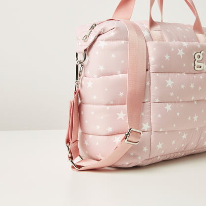Giggles All-Over Star Print Padded Diaper Bag with Changing Mat