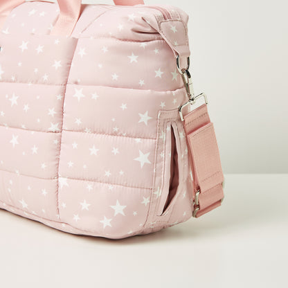 Giggles All-Over Star Print Padded Diaper Bag with Changing Mat